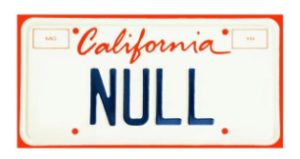 California NULL license plate