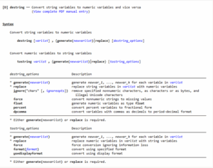Changing string and factor variables in Stata