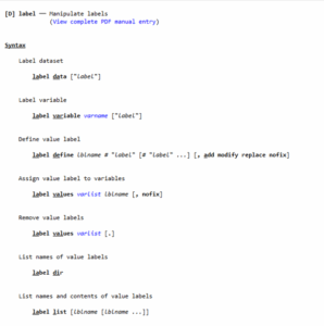 Value Labels in Stata